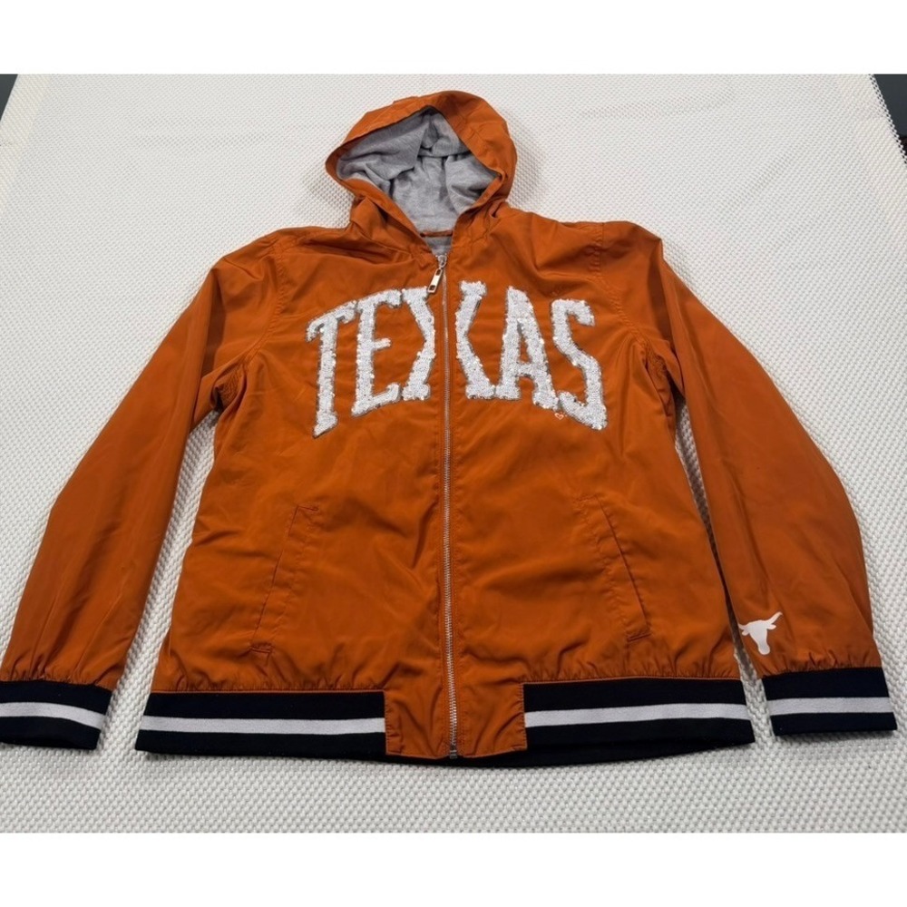 Justice Active Girls Size 20 Plus Texas Longhorns Hooded Jacket Full Zip Sequin